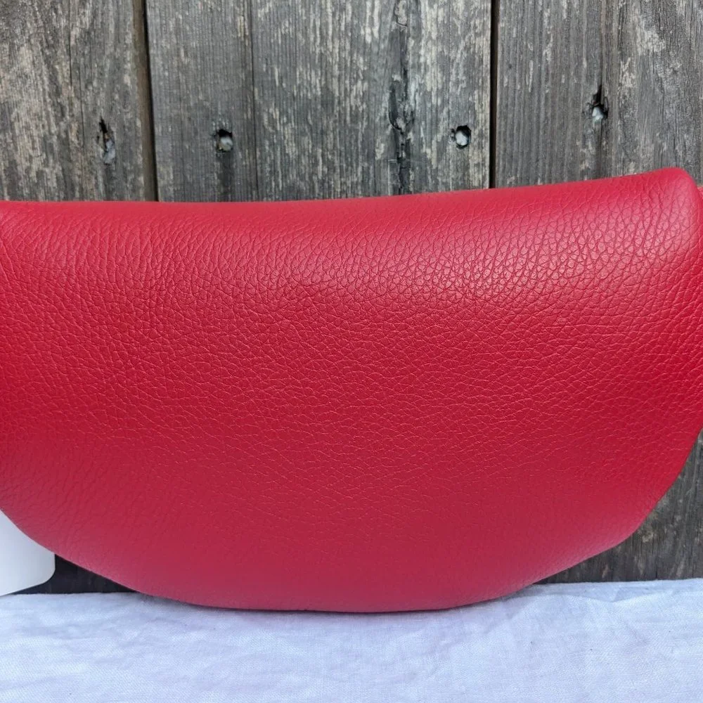 Italian Leather Fanny Pack with 2 Straps | Red Crossbody Waist Bag Real Leather - Picture 5 of 11